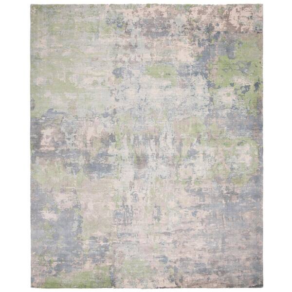 Mirage 8 ft. x 10 ft. Aqua/Green Marble Distressed Area Rug