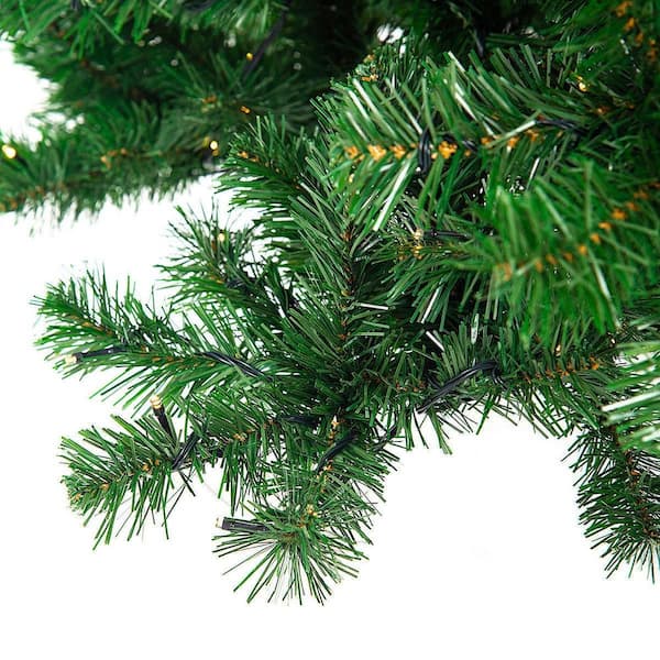 Angeles Home 9 ft. Green Pre-Lit Artificial Christmas Tree with 1298 Snowy Branch Tips