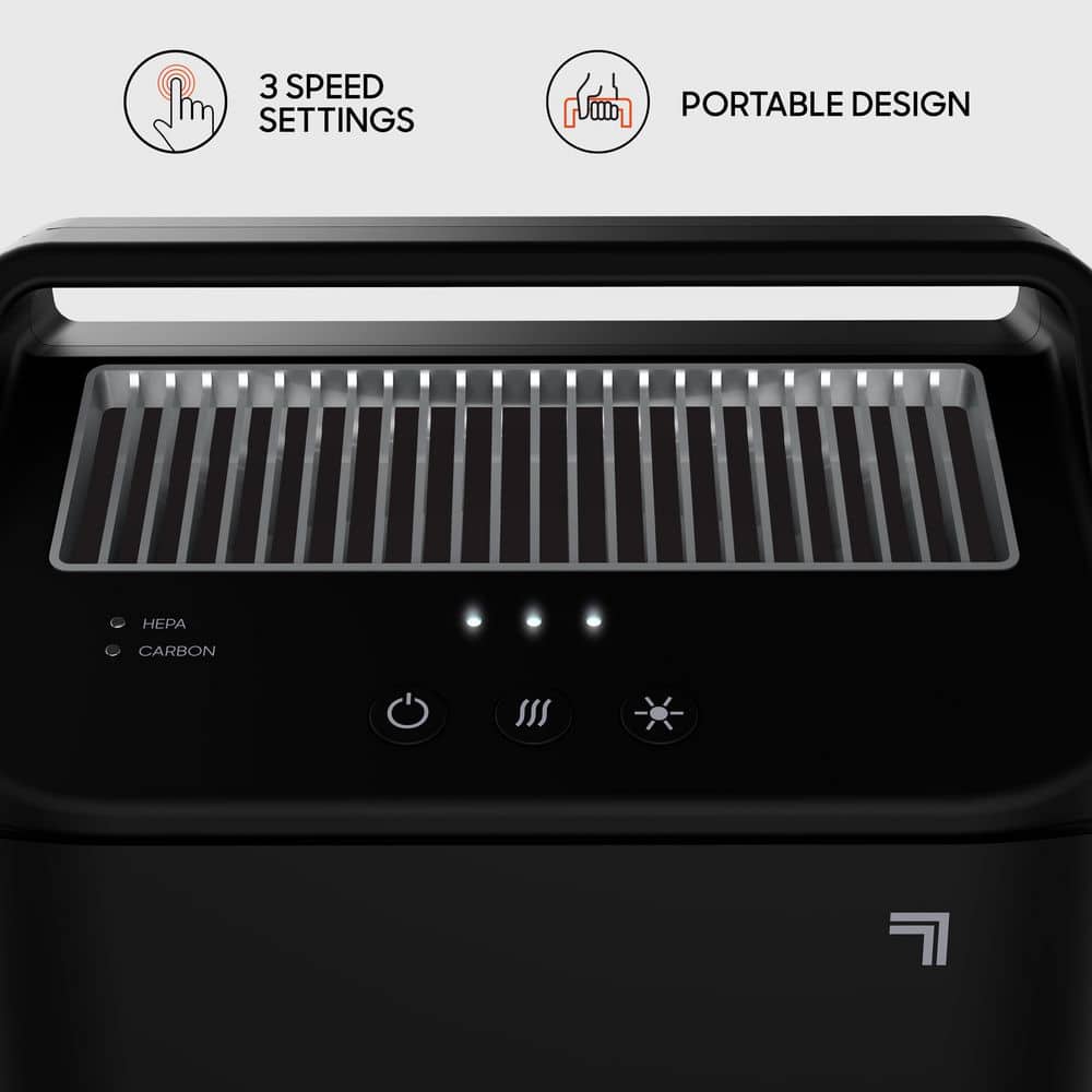 Black Portable HEPA Air Purifier with Odor Absorbing Filter