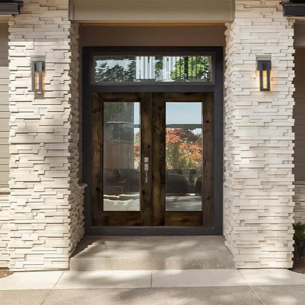 Krosswood Doors 72 in. x 80 in. Craftsman Knotty Alder 9-Lite Clear Glass  Unfinished Wood Right Active Inswing Double Prehung Front Door