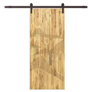 44 in. x 96 in. Weather Oak Stained Pine Wood Modern Interior Sliding Barn Door with Hardware Kit