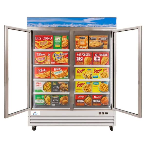 54 in. W 45 cu. ft. NSF Auto Defrost 2-Glass Door Commercial Merchandiser Reach-In Upright Freezer in White