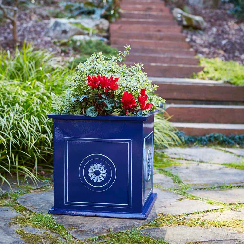 Navy Ceramic Square Outdoor/Indoor Planter, 18.25"