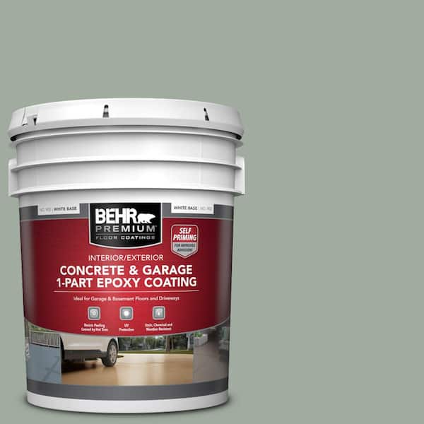 BEHR PREMIUM 5 gal. #PPU11-15 Green Balsam Self-Priming 1-Part Epoxy Satin Interior/Exterior Concrete and Garage Floor Paint