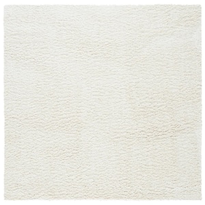 August Shag Ivory 9 ft. x 9 ft. Square Solid Area Rug