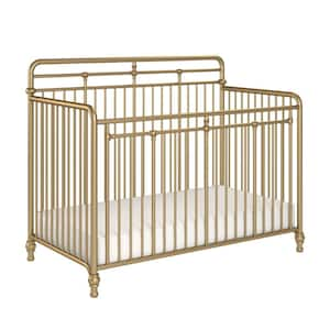 Monarch Hill Hawken Gold Metal 3 in 1 Convertible Crib