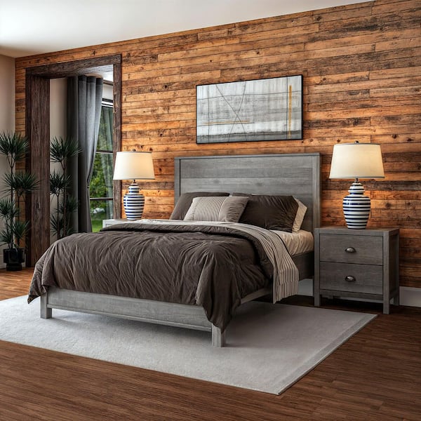 Camaflexi Standard Baja Driftwood Grey Wood Frame Full Panel Bed