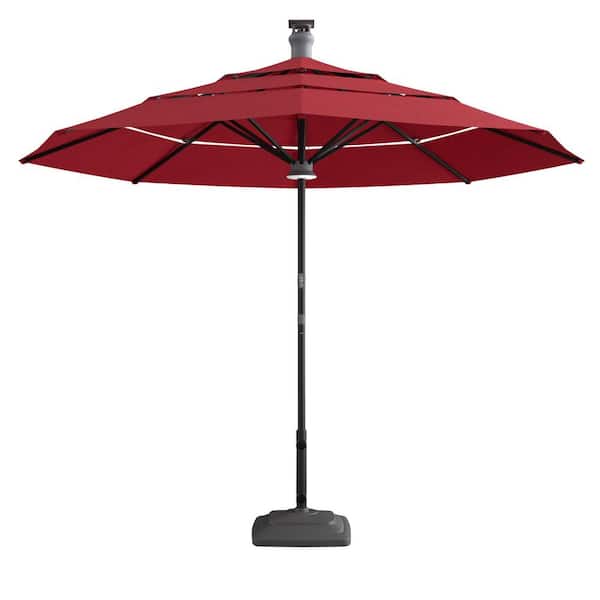 HomeRoots 11 ft. Market Patio Umbrella in Red
