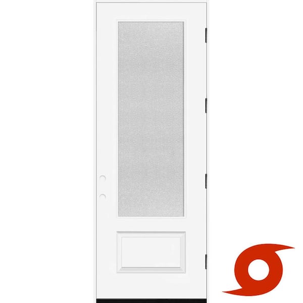 Palisade 36 in. x 96 in. 3/4 MicroGranite Impact Glass LHOS Primed Fiberglass Prehung Front Door with 4-9/16 Frame