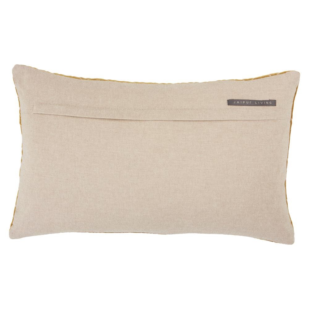 Ryans Mustard Yellow Embroidered Cotton Lumbar Throw Pillow