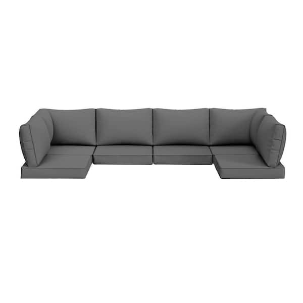 ELPOSUN 25.6 in. x 25.6 in. x 4 in. (14-Piece) Deep Seating Outdoor Sectional Cushion Corner Set Gray