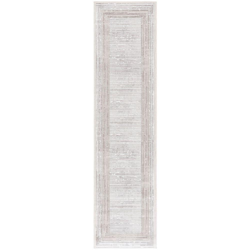 Distressed Runner Rugs SAFAVIEH Parker 2 ft. x 8 ft. Taupe/Gray Ivory Border Distressed Runner ...