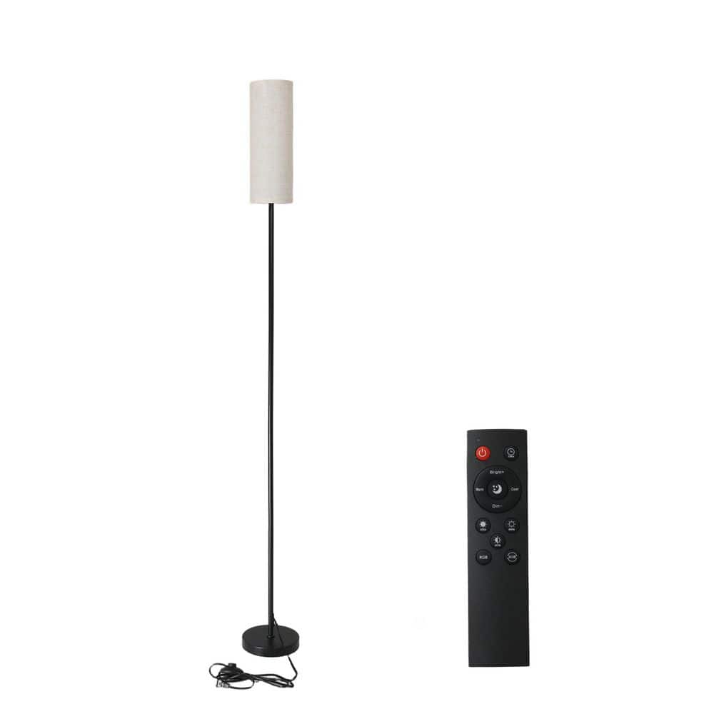 69 in. Black Standard Cylinder Fabric Shade Floor Lamp with E26 Base & Remote Controlled RGB Bulb price history on PriceWatchPro