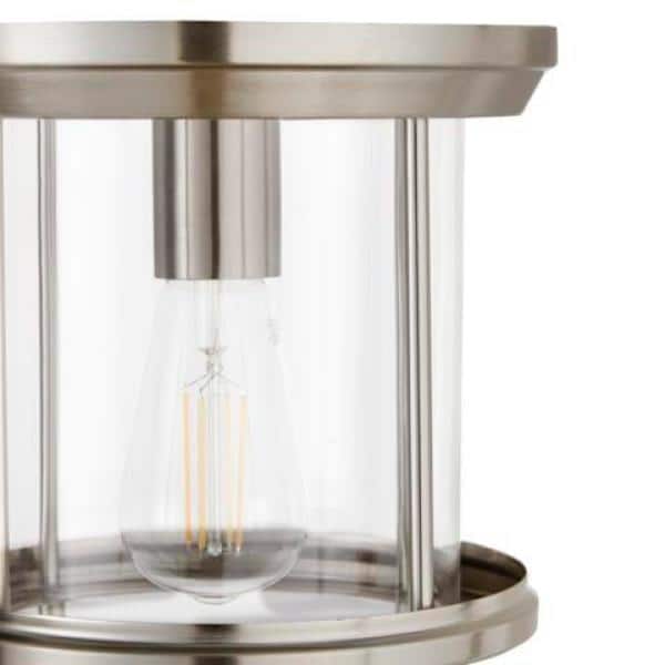 Brushed Nickel and Glass Cylinder Flush Mount Light