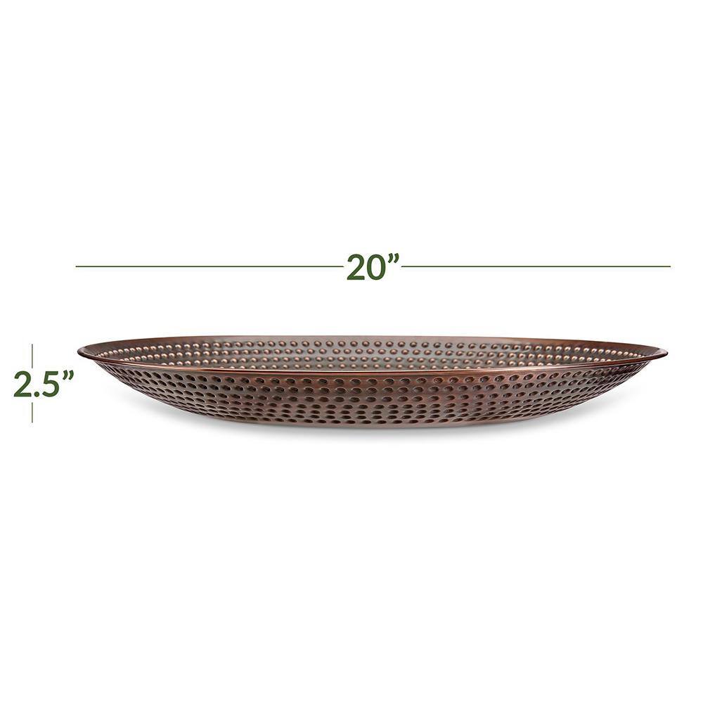 20" Handcrafted Copper Birdbath Basin with Etched Design