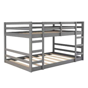 Low and Durable Gray Full Over Full Bunk Bed with Ladder