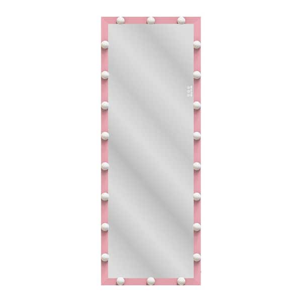 Unbranded Pink 23.3 in W x 62.6 in. H Art Deco Rectangle Aluminium Framed Mirror Wall Mirror Wall Decor Mirror
