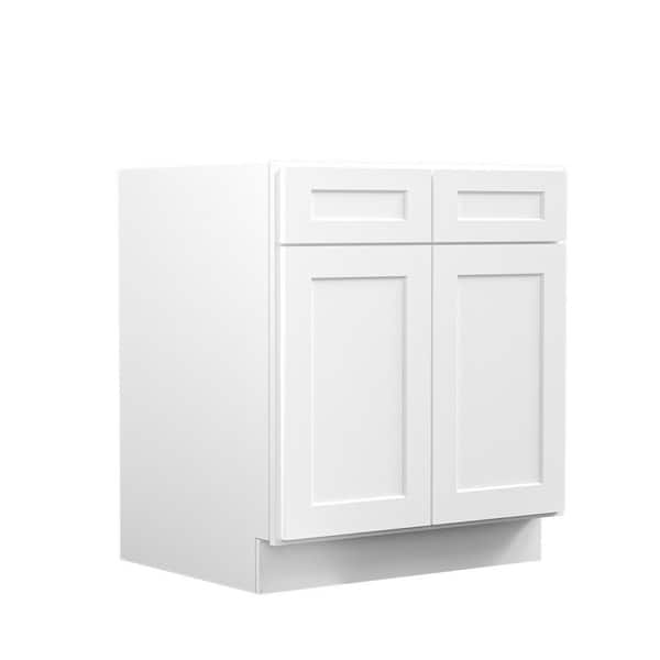 30 in. W x 24 in. D x 34.5 in. H Ready to Assemble Plywood Base Kitchen Cabinet in Shaker White