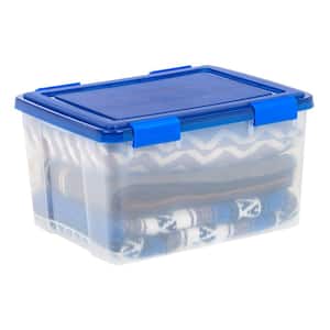 46 Qt. WeatherPro Clear Plastic Storage Box, Lid Blue