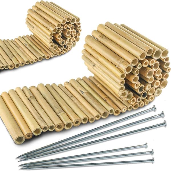 7.8 in. H x 47 in. L Outdoor Yellow Landscape Edging Short Bamboo Fence Flexible Decorative Border (2 Pack)