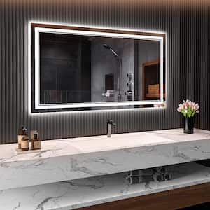 55 in. W x 30 in. H Large Rectangular Frameless Anti-Fog Wall-Mounted LED Bathroom Vanity Mirror