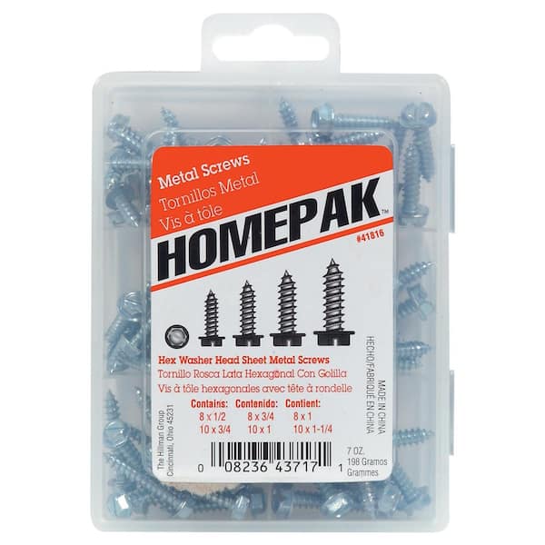 Hillman HOMEPAK Zinc Hex Washer Head Sheet Metal Screws Assorted Kit (92-Pack)