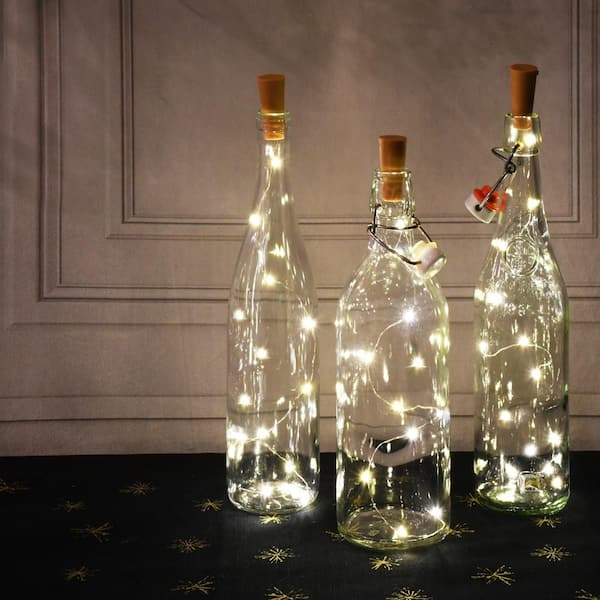 Warm White Wine Cork with Battery Operated Submersible Mini String Lights (6-Count)