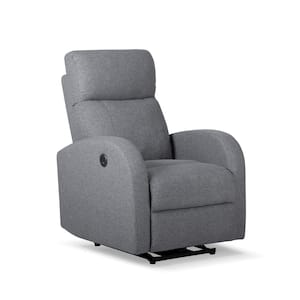 Gray Polyester Power Recliner with USB Charger
