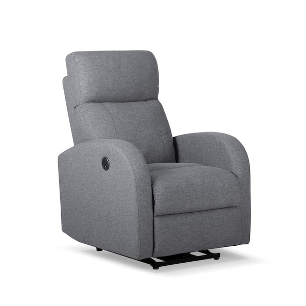 Unbranded Gray Polyester Power Recliner with USB Charger