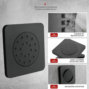 3-Spray Settings 12" Square Wall Mounted Head Fixed and Handheld Shower Head Combo Set with Slide Bar in Matte Black
