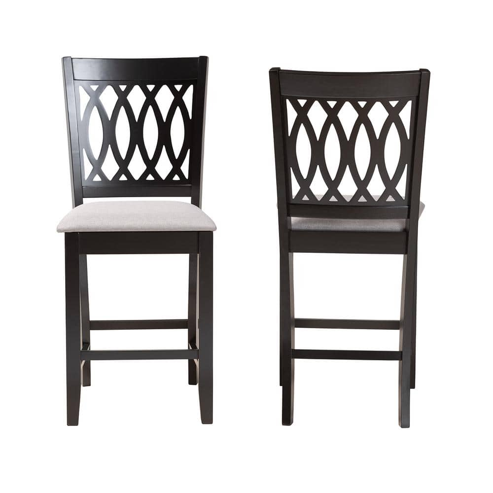 ErgoComfort Gray Fabric and Wood Mid-Back Counter Stool