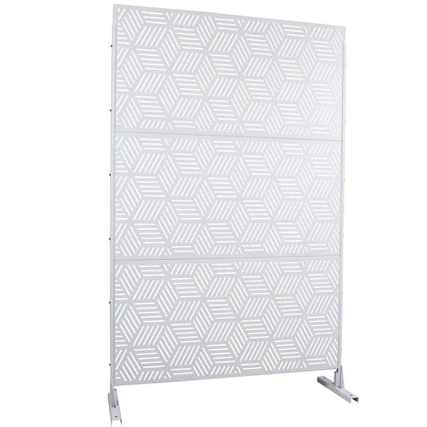 Miscool Anky 76 in. H x 48 in. W Steel Garden Fence, Metal Privacy Screens and Panels with Free Standing in White