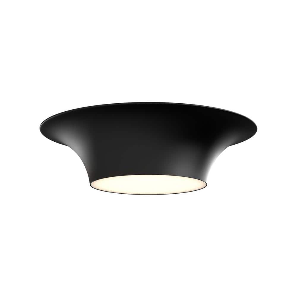 Matte Black and Gold Glass 16" Flush Mount Light