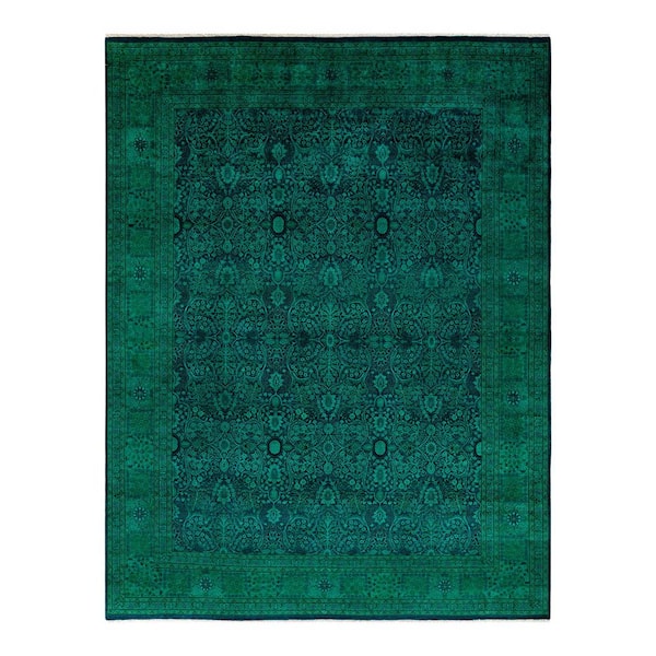 Chloe & Olivia Home Overdyed Green 8 ft. x 10 ft. Solid Wool Indoor Area Rug