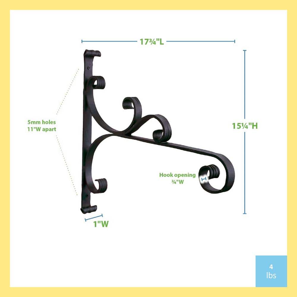 Large Black Wrought Iron Scrollwork Garden Bracket