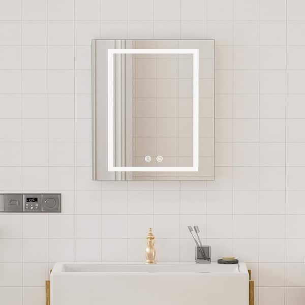 24 in. W x 30 in. H Rectangular Aluminum Light Medicine Cabinet with Mirror, Defogging, Adjustable Light