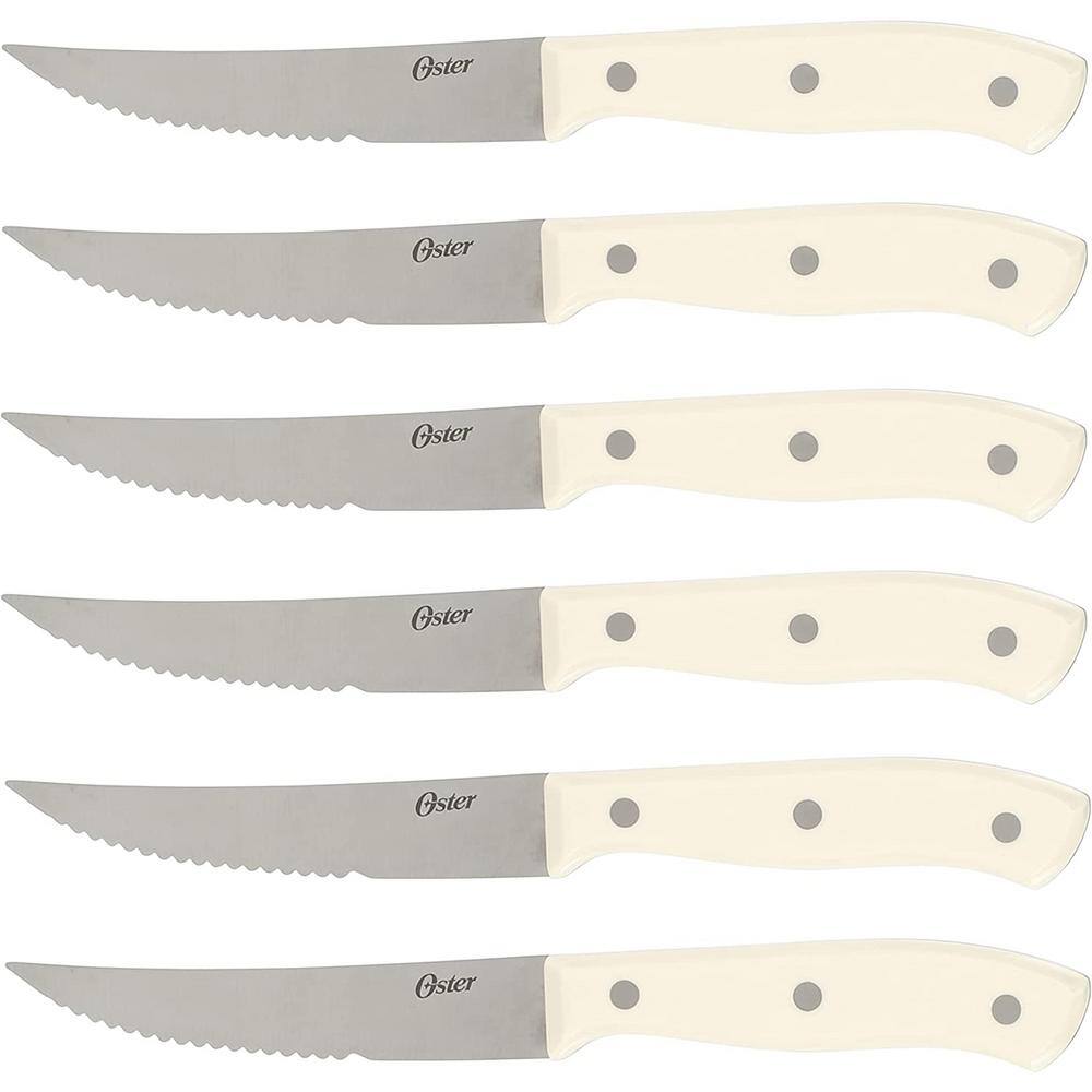 Evansville 14 Piece White Stainless Steel Cutlery Set with Wood Block