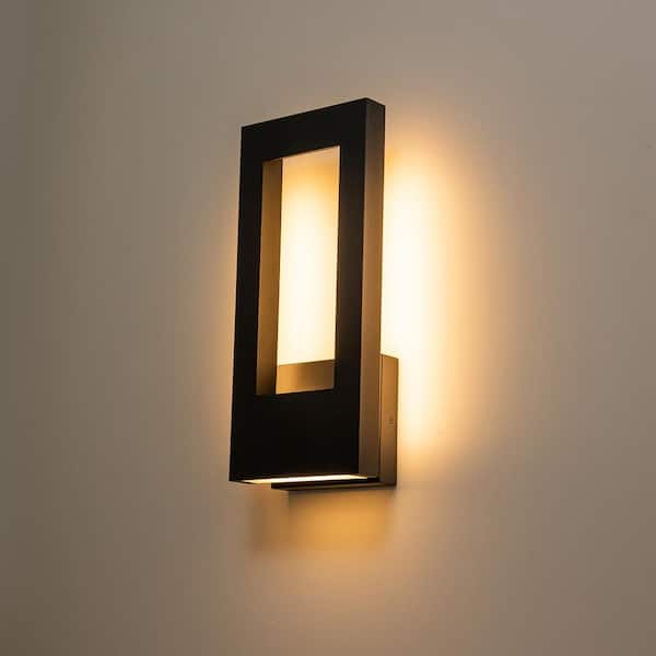 Barry 2-Light Black Modern LED Integrated Outdoor Wall Sconce