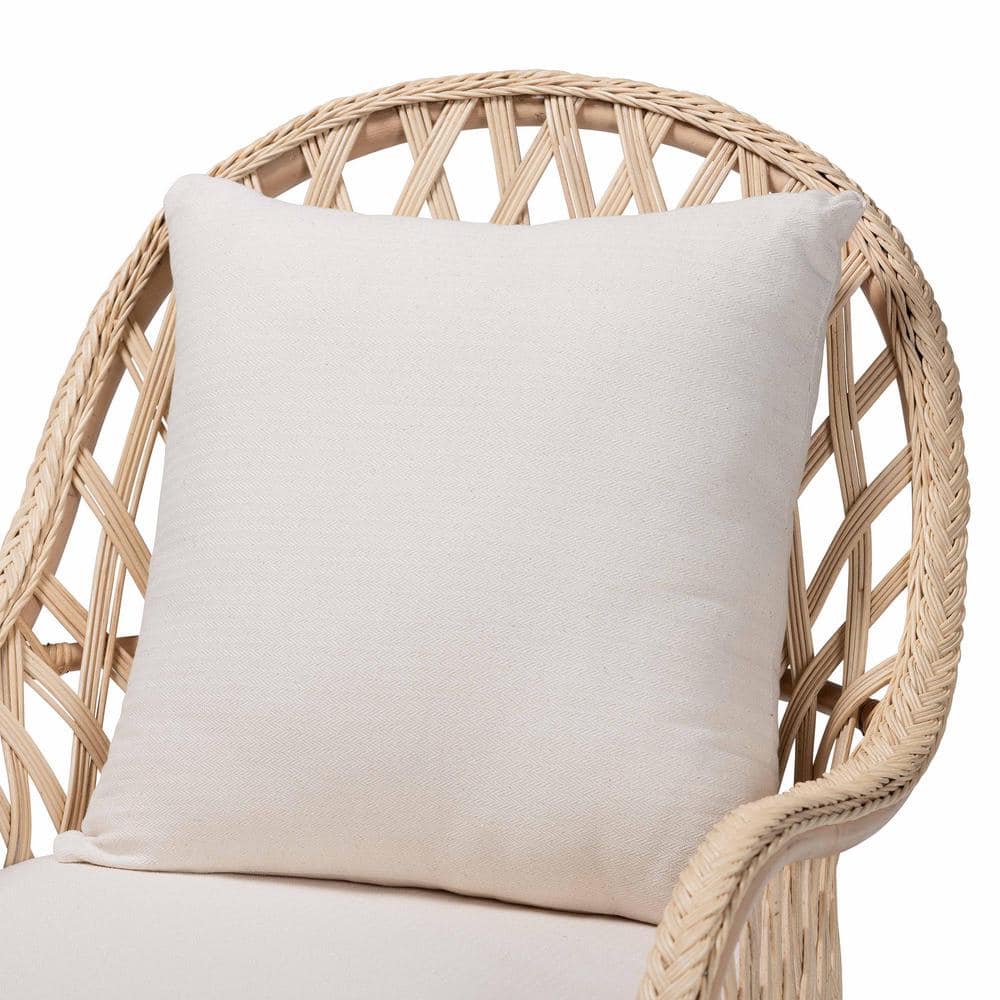 Handcrafted Natural Rattan Swoop Arm Accent Chair with Cushions