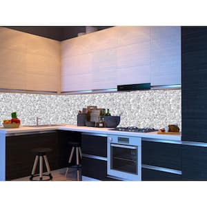 3D Falkirk Renfrew II 1/50 in. x 39 in. x 25 in. White Grey Faux Pebbles PVC Decorative Wall Paneling