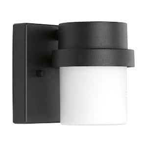 Z-1060 LED Collection 1-Light Textured Black Etched Opal Glass Modern Outdoor Wall Lantern Light