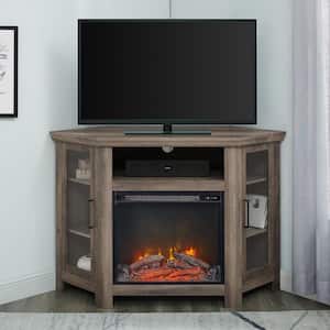 52 in. Grey Wash Classic Traditional Wood Corner Fireplace Media TV Stand Console