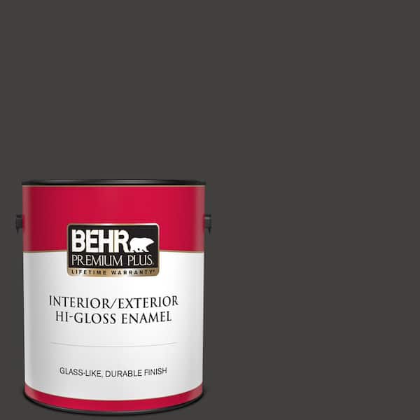 BEHR PREMIUM PLUS 1 gal. #N510-7 Blackout Hi-Gloss Enamel Interior/Exterior Paint