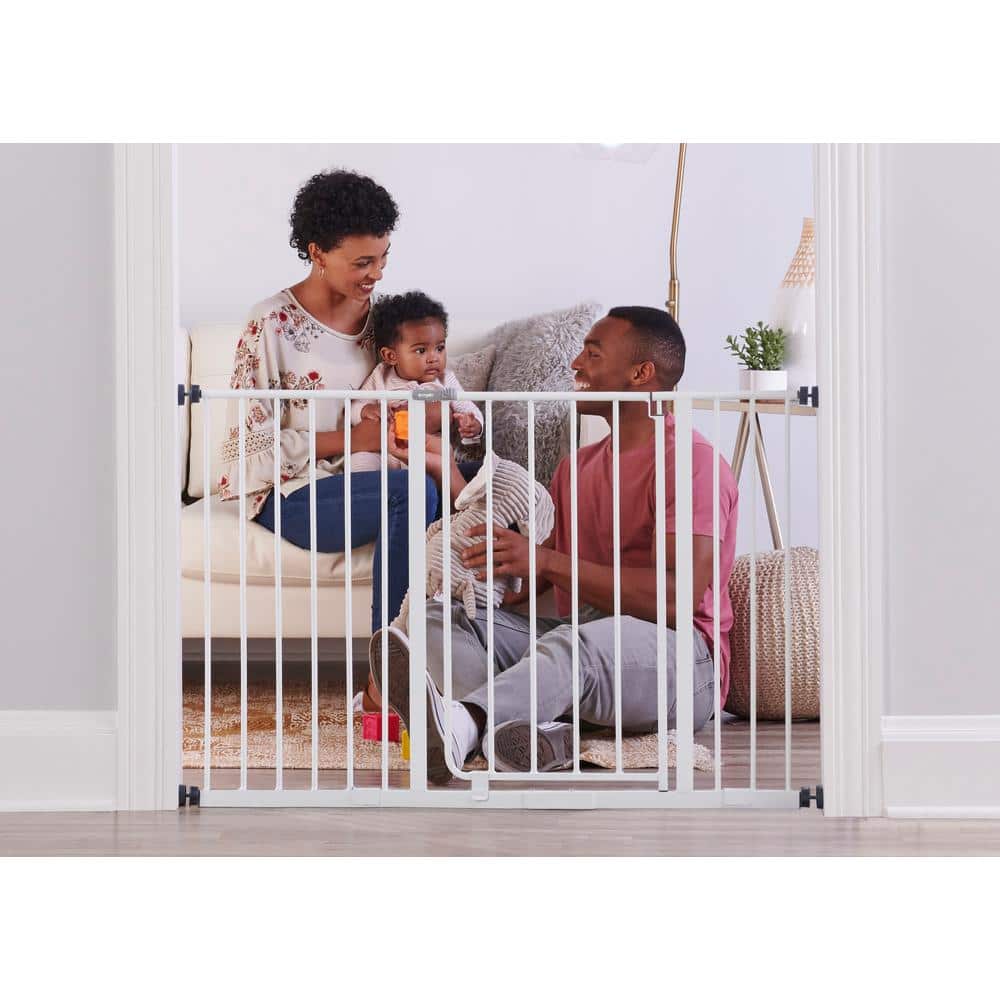 Extra Wide White Metal Walk-Through Baby Gate