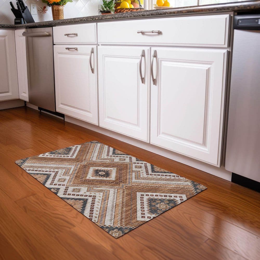 Copper Rectangular Synthetic Washable Indoor/Outdoor Rug 30" x 20"