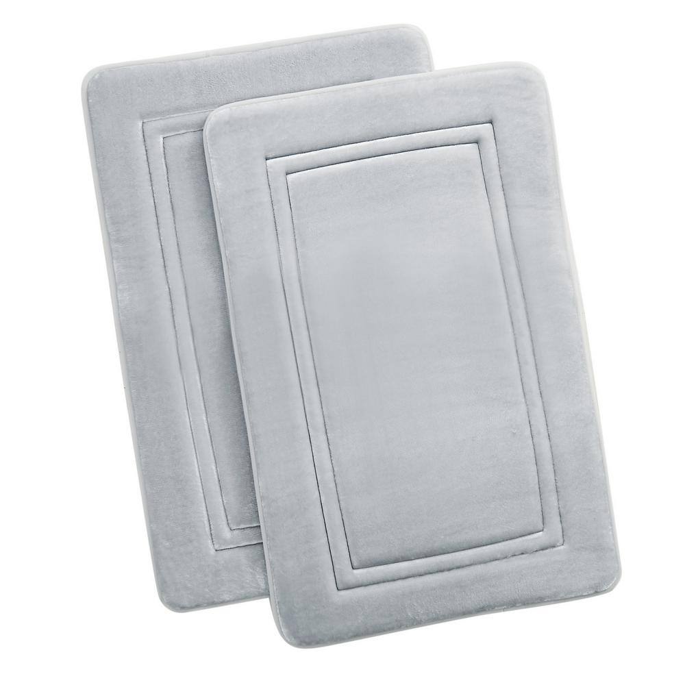 Light Gray Antimicrobial Memory Foam Bath Rug Set