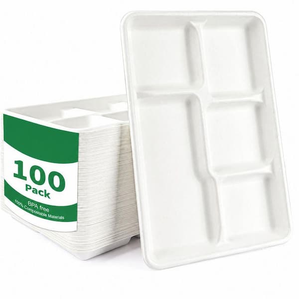 12.5 in. Natural Beige Brown Family Disposable Bagasse Plate Disposable Tableware 100 Per Case