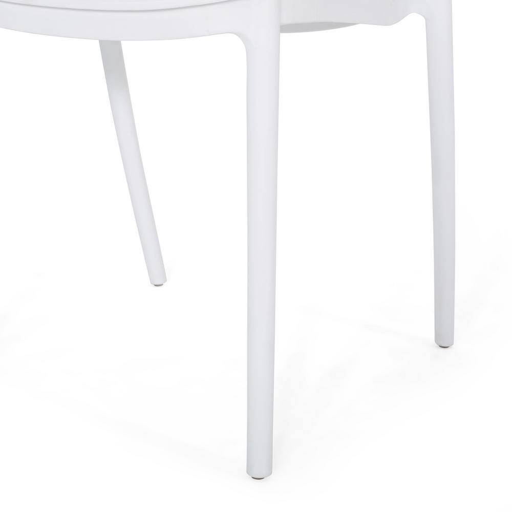 White Plastic Armless Stackable Dining Chairs, Set of 2