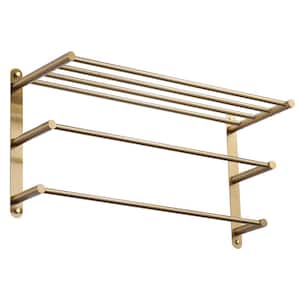 24 in. 3-Tier Tower Rack with Tower Bars for Bathroom Wall Mounted in Stainless Steel Brushed Gold