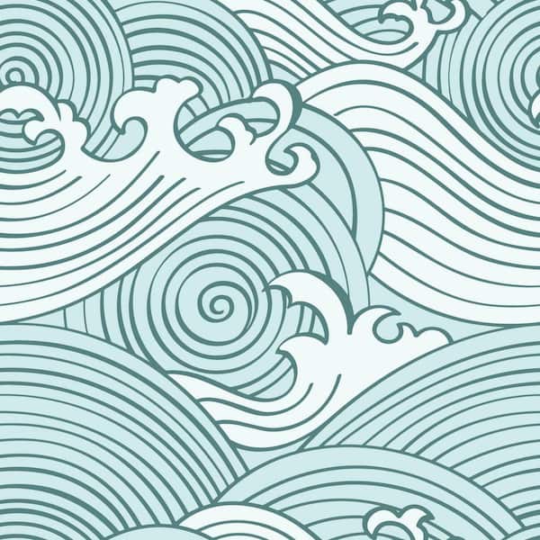 RoomMates 28.29 sq. ft. Asian Waves Peel and Stick Wallpaper